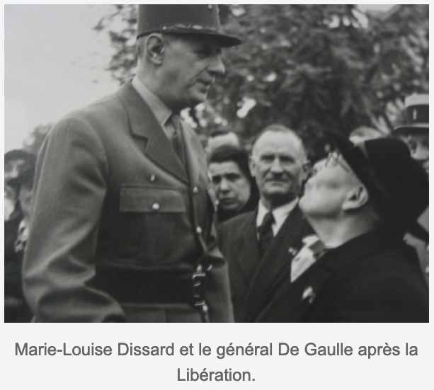 Marie-Louise Dissard et le général De Gaulle après la Libération.